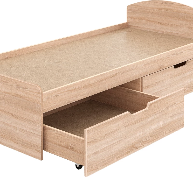 Krevat Regan me sirtarë, ngjyrë lisi, 90x200cm