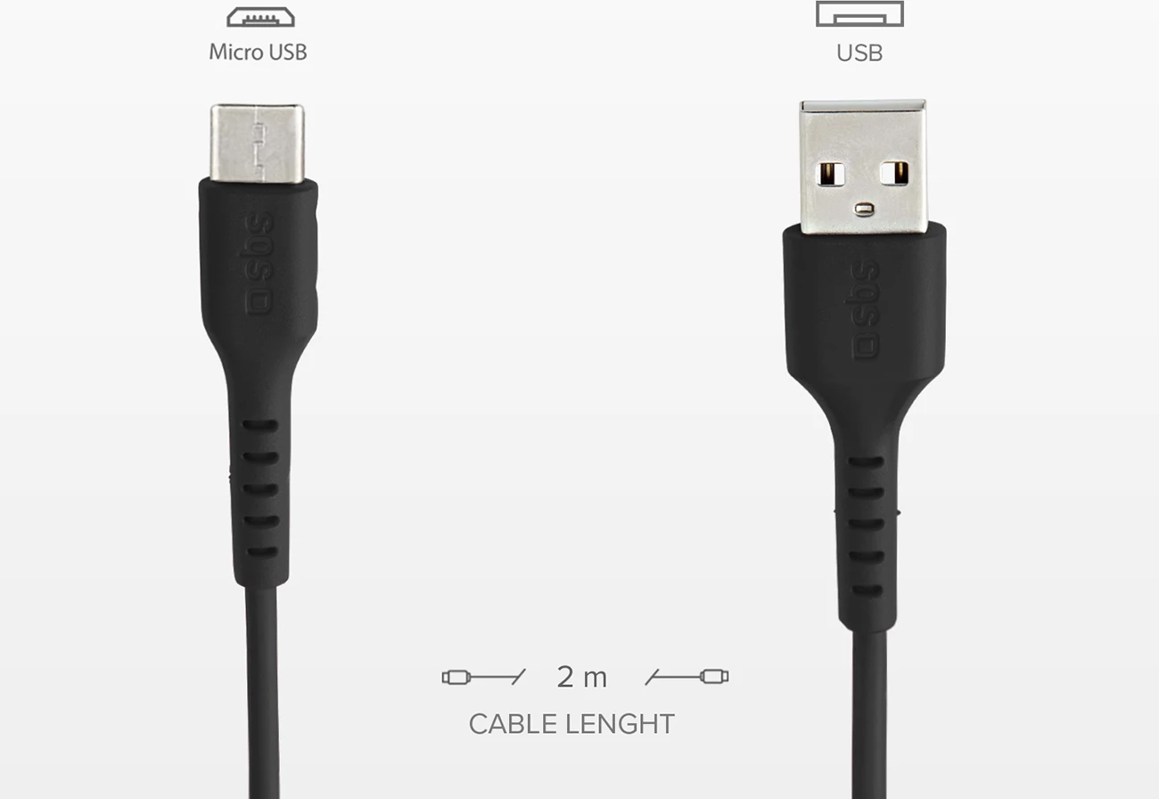 Kabllo USB-A në Micro-USB SBS TECABLEMICRO2K, 2 metra, e zezë