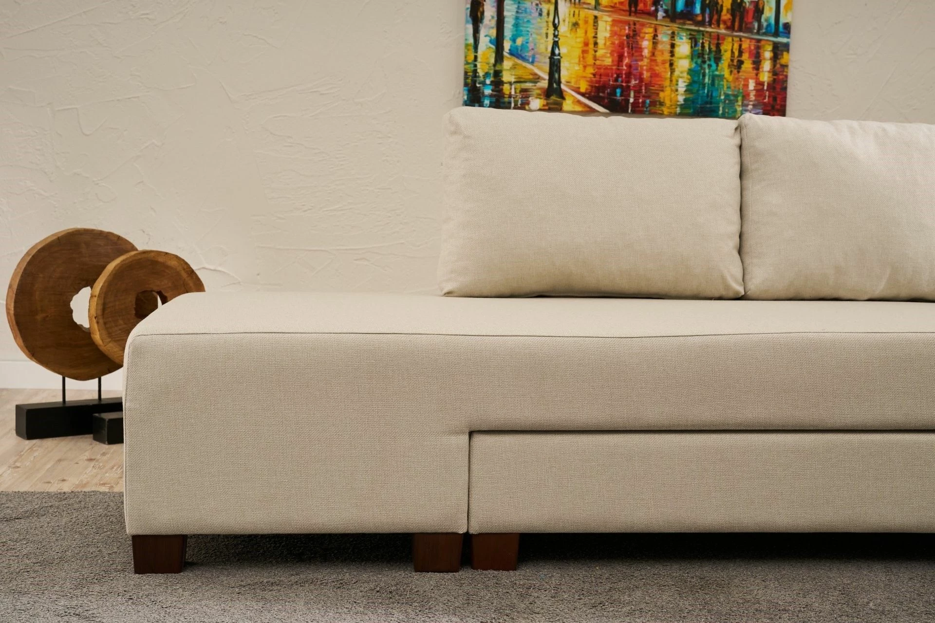 Kënd-sofë-krevat Atelier del Sofa, Aly Arzilla, kënd majtas, krem