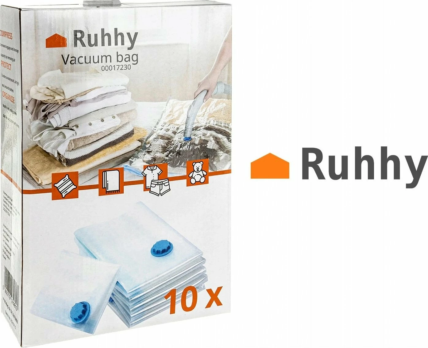 Qese vakumi Ruhhy 23538, set 10 copë madhësi të ndryshme, transparente/kalter