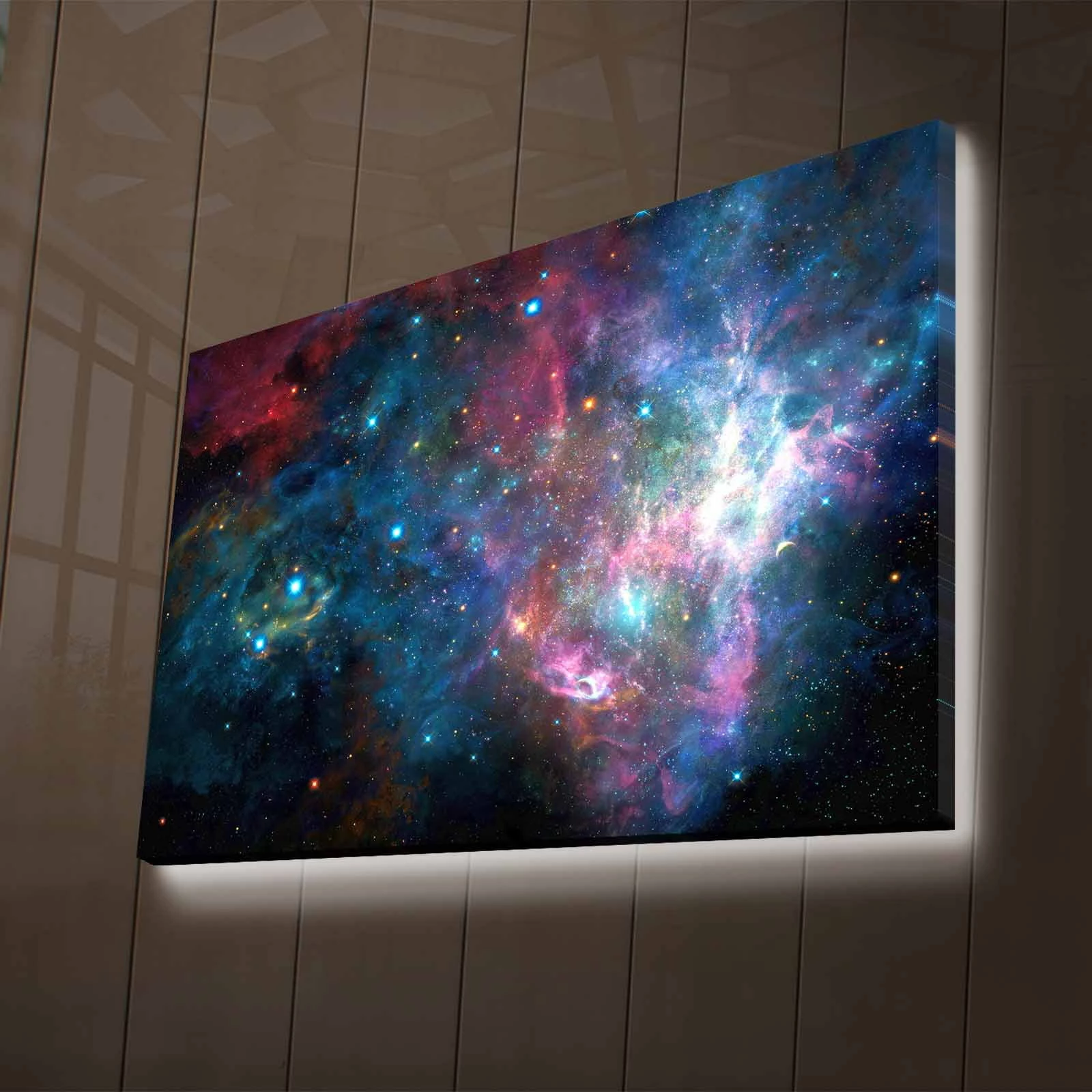 Pikturë dekorative me drita LED, kanavacë, NASA-024, shumëngjyrëshe, 45x70cm