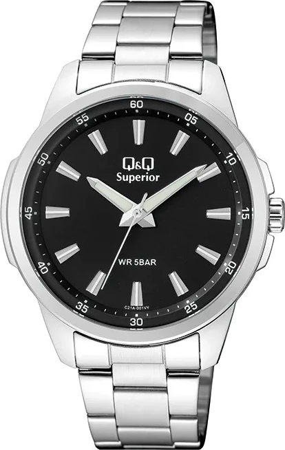 Orë dore Q&Q C21A-001VY, e argjendtë/zezë