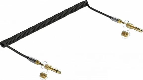 Kabllo audio stereo DeLOCK 85838, 3.5mm mashkull-mashkull, 3 m, me adapter 6.35mm, e zezë