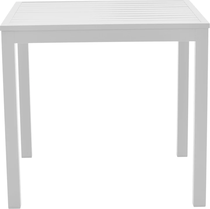 Set tavoline me dy karrige Savor-Kliton, alumin i bardhë dhe ratan natyral, 80x80x74cm