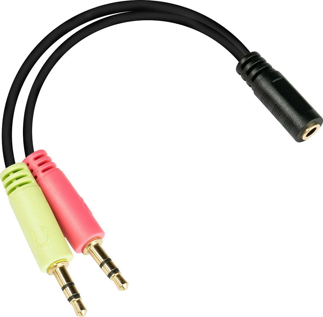 Adapter kabllo audio GoodConnections AD-HS04, 2x 3.5mm mashkull në 3.5mm femër, 0.2 m, e zezë