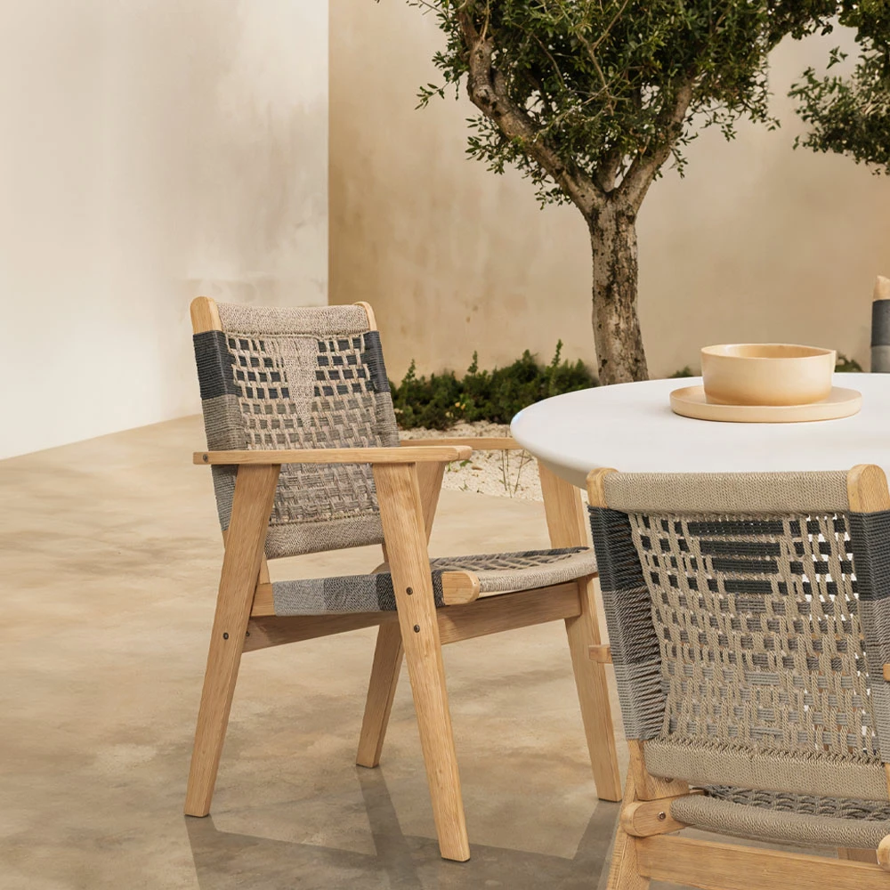 Karrige Vega, shumëngjyrëshe, dru akacie, litar natyral, 58x56x87 cm