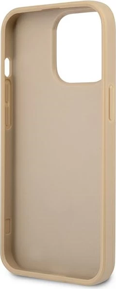 Mbështjellës Guess GUHCP13LPSATLE për iPhone 13/13 Pro 6.1", Saffiano Triangle Logo, bezhë