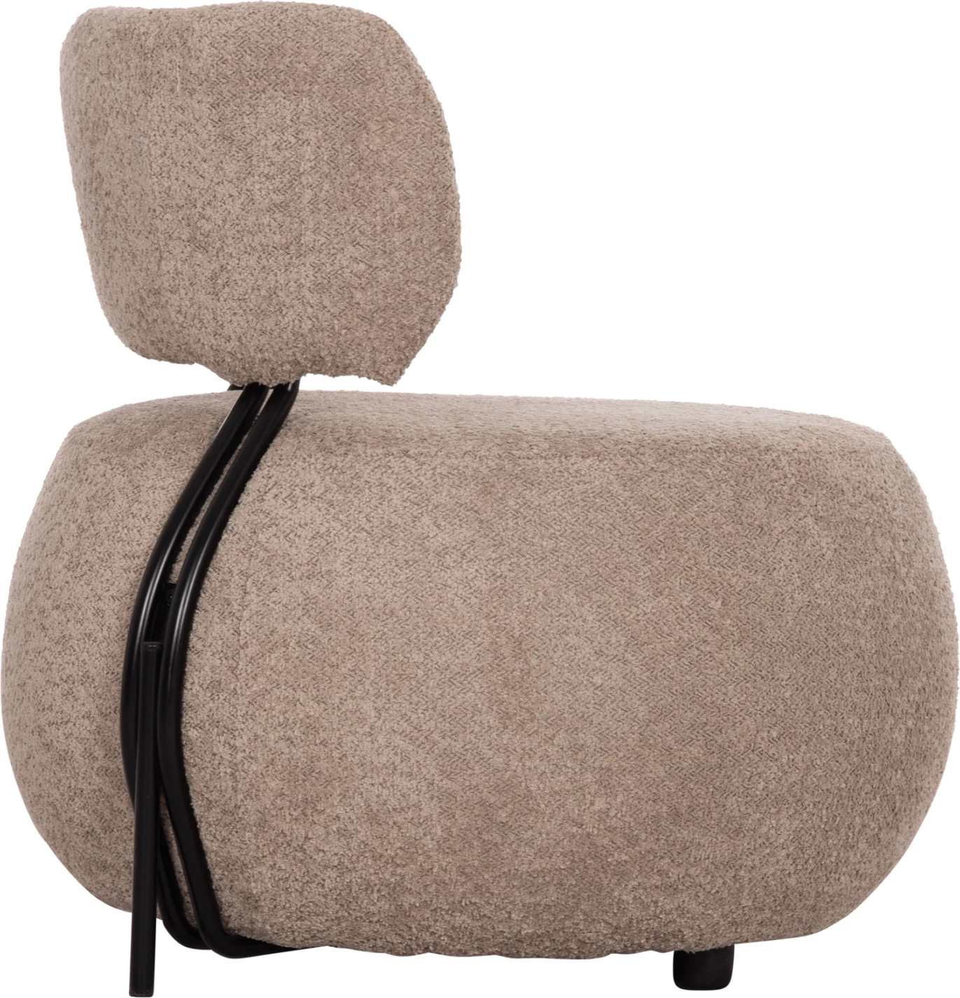 Karrige lounge e rrumbullakët KARSEN, stof boucle bezhë e errët, FH9598.08, 79x82x74cm