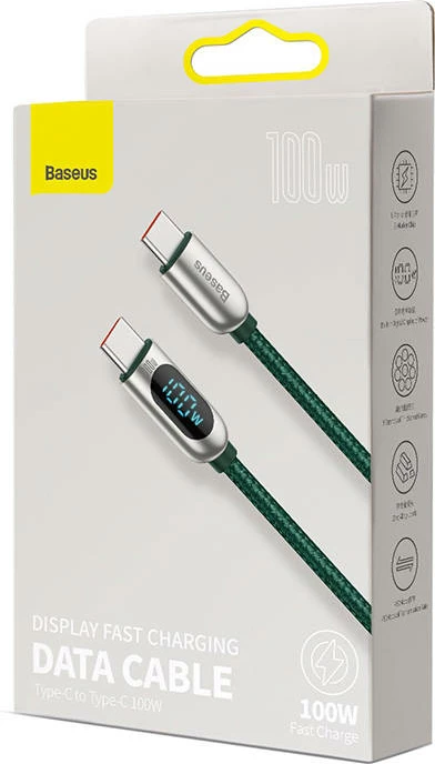 Kabllo USB-C në USB-C Baseus CATSK-B06, 1m, 100W, e gjelbër