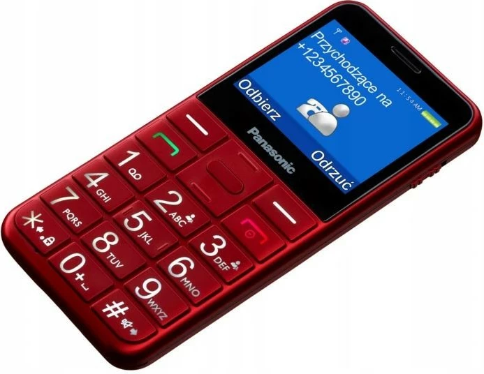 Celular Panasonic KX-TU155, i thjeshtë, për të moshuar, i kuq