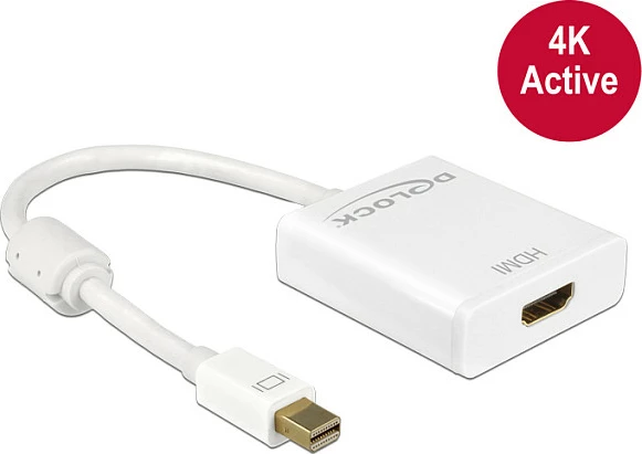 Adapter DeLOCK 62612 mini DisplayPort (m) në HDMI (f), 0.2 m, 4K aktiv, i bardhë
