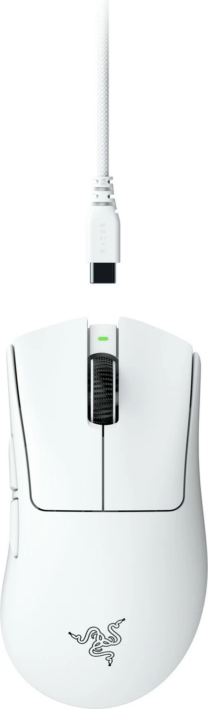 Maus Razer DeathAdder V4 Pro, wireless & USB-C, 45K DPI, 6 taste, i bardhë