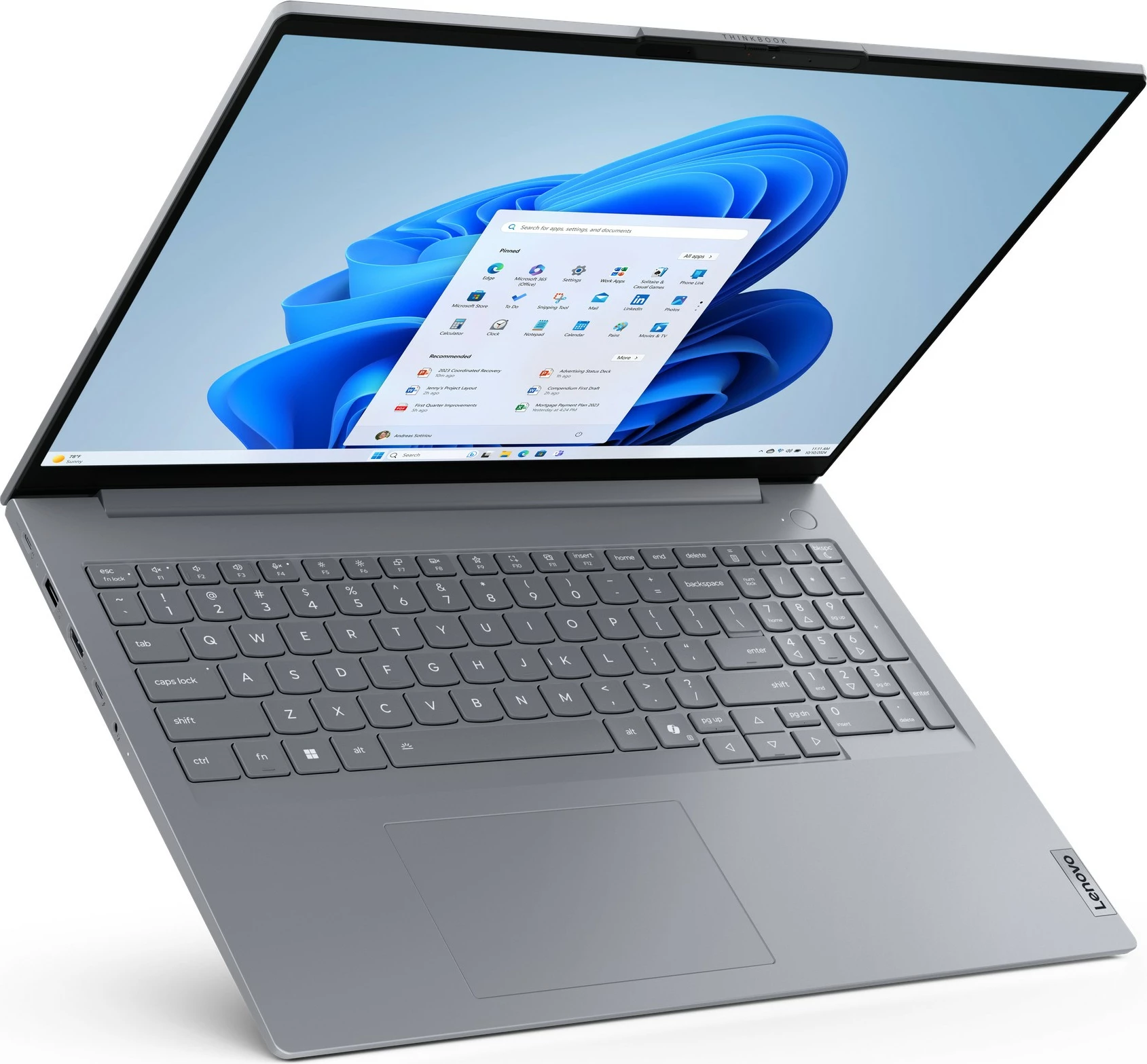 Laptop Lenovo ThinkBook 16 G8 IAL, 16", Intel Ultra 7 255H, 32GB RAM, 1TB SSD, hiri ( QWERTZ- German Layout)