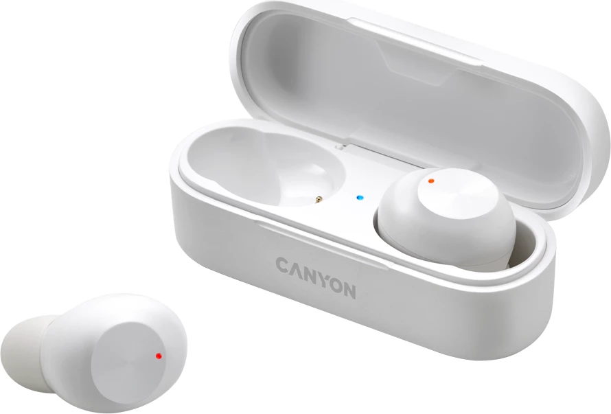 Kufje CANYON TWS-1 Bluetooth 5.0, stereo, të bardha, me kutí karikimi