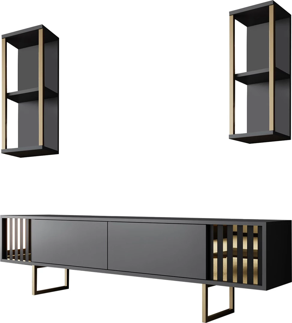 Komodë TV Hanah Home, Gold Line, antracit, e zezë
