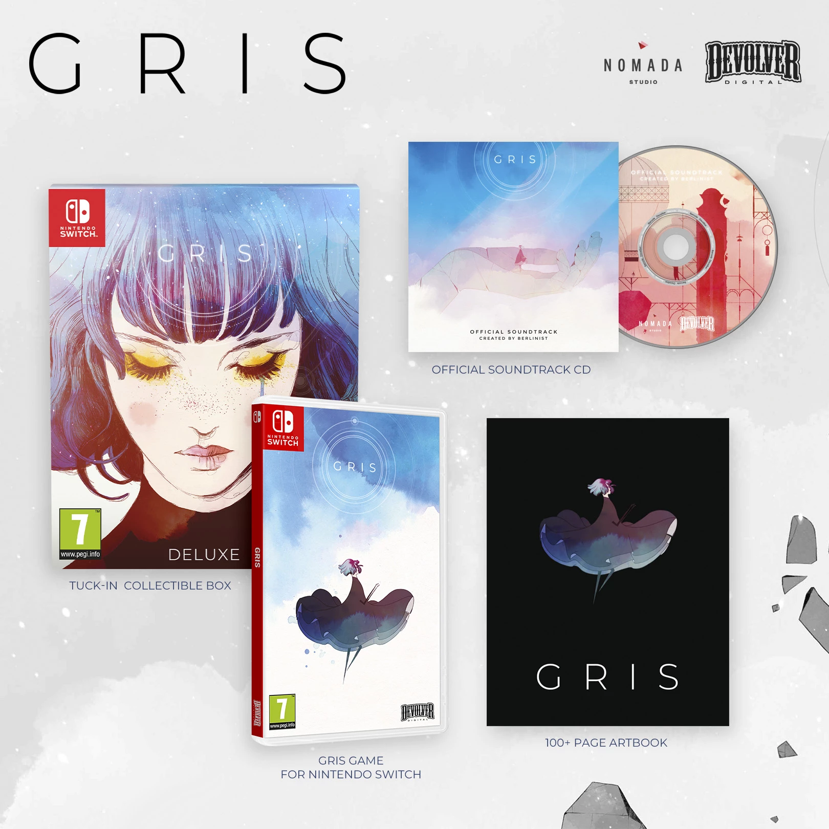 Lojë për Nintendo Switch Devolver Digital GRIS Devolver Deluxe Edition, PEGI 7, set me artbook + CD soundtrack + kuti koleksionisti