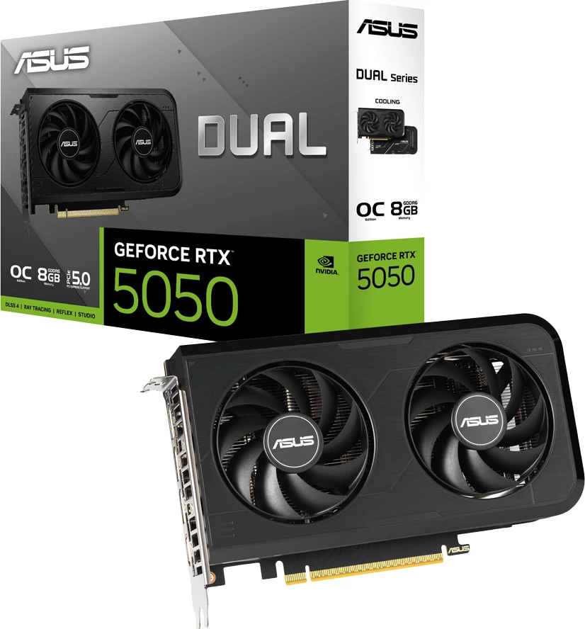 Kartelë grafike ASUS Dual GeForce RTX 5050 OC Edition 8GB GDDR6, PCIe 5.0, HDMI 2.1b, 3x DisplayPort 2.1b