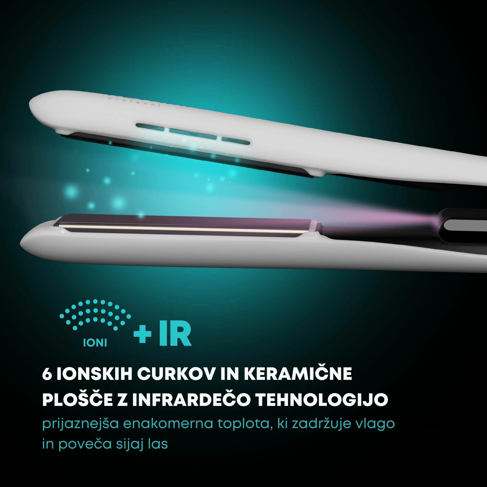 Hekur për flokë Revamp Progloss Ion Shine ST-1850, 130–210°C, teknologji infrared & ionike, e bardhë, me mat silikoni