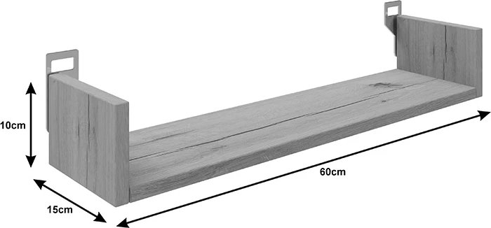 Raft muri Derva, ngjyrë e bardhë, 60x15x10cm