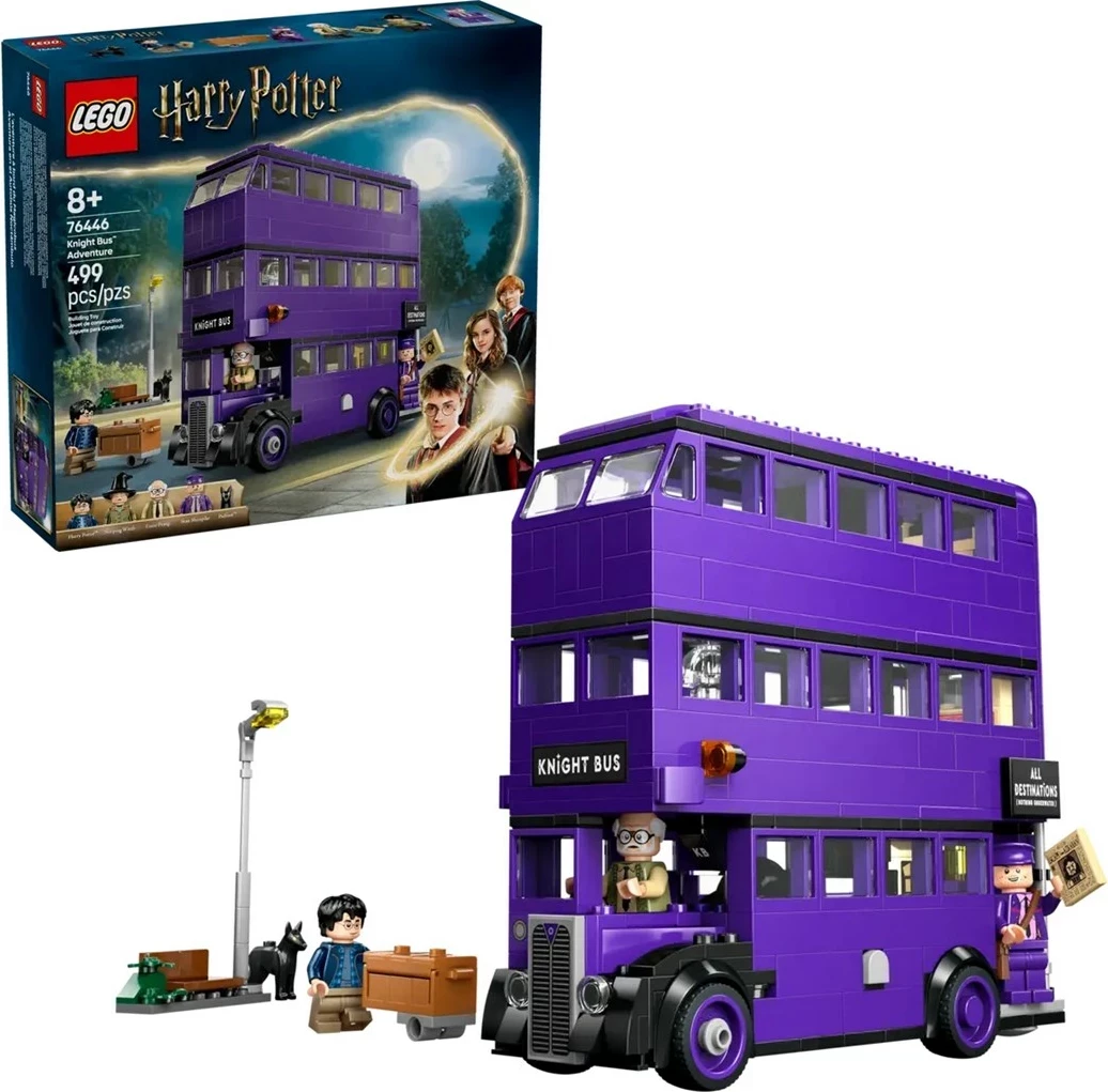 Set LEGO Harry Potter Knight Bus Adventure 76446, 4 minifigura, 499 pjesë, e purpurt