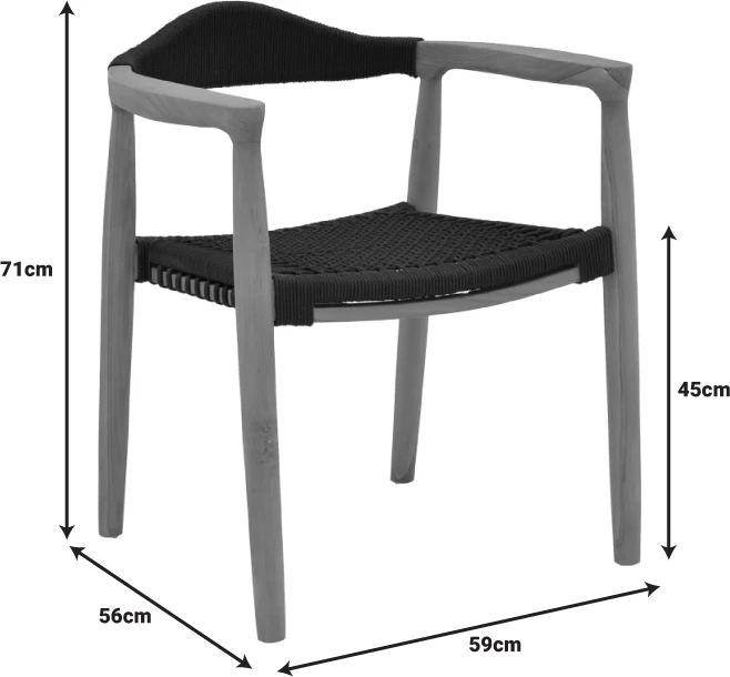 Tavolinë me karrige 7 copë Ganny-Pino dru teak ngjyrë natyrale - e zezë 180/240x100x75cm