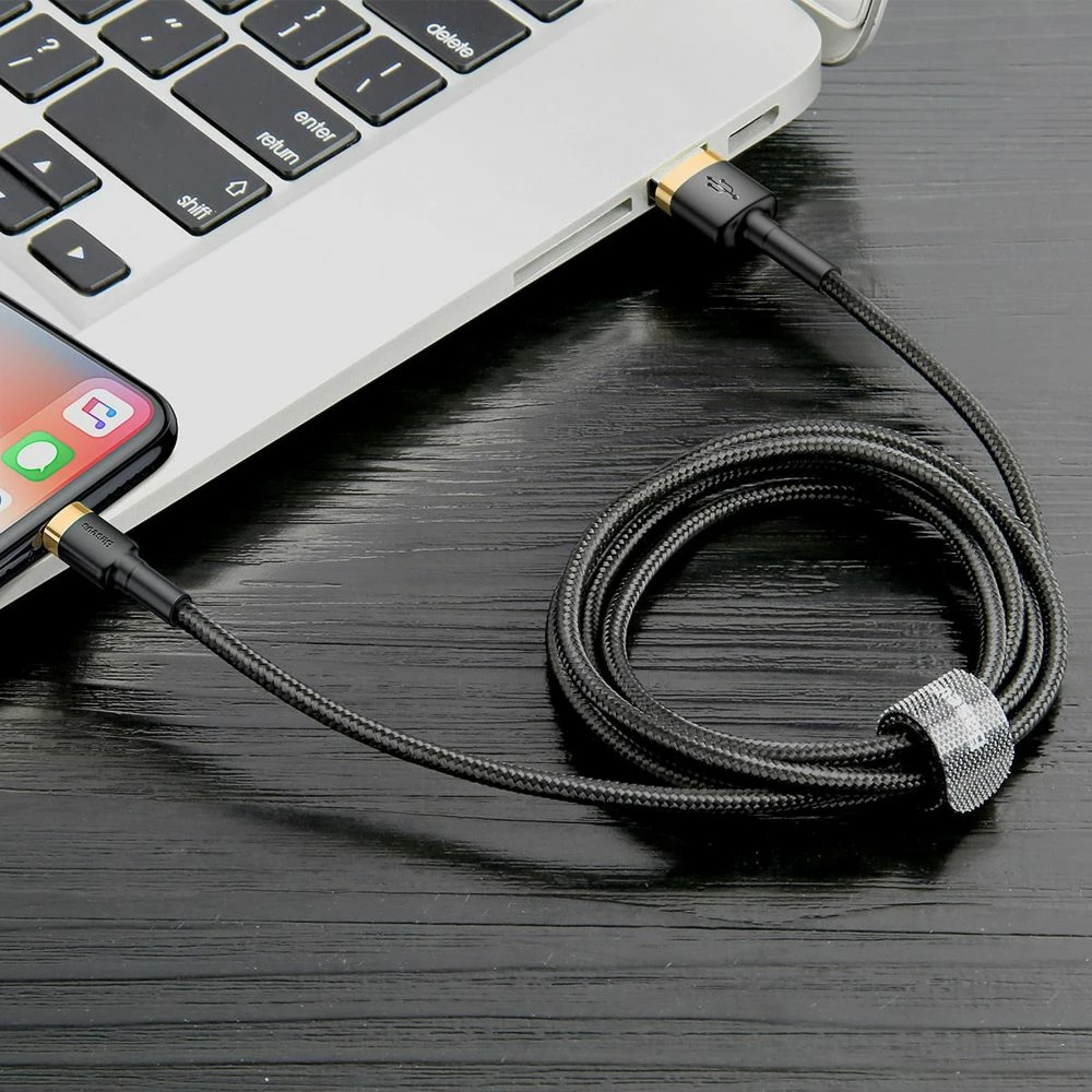 Kabl Baseus Cafule CALKLF-BV1 USB-A në Lightning 1m 2.4A, zi/arit