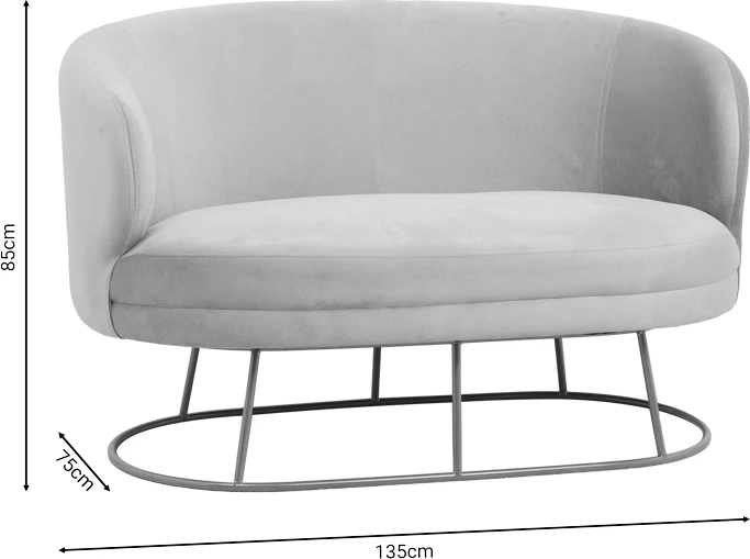 Divan dy vendësh Rony, kadife, këmbë metali të artë, 135x75x85cm