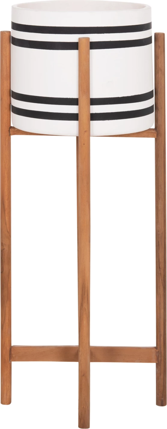 Vazo e brendshme me bazë druri teak, ngjyrë e zezë dhe e bardhë, RENTIL FH4683M, 27x66cm