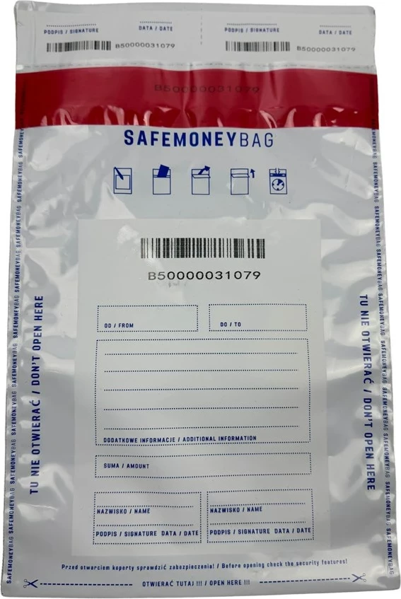 Zarf sigurie BESTPAK SAFEMONEYBAG, 190x260+35 mm, 100 copë, Bardhë