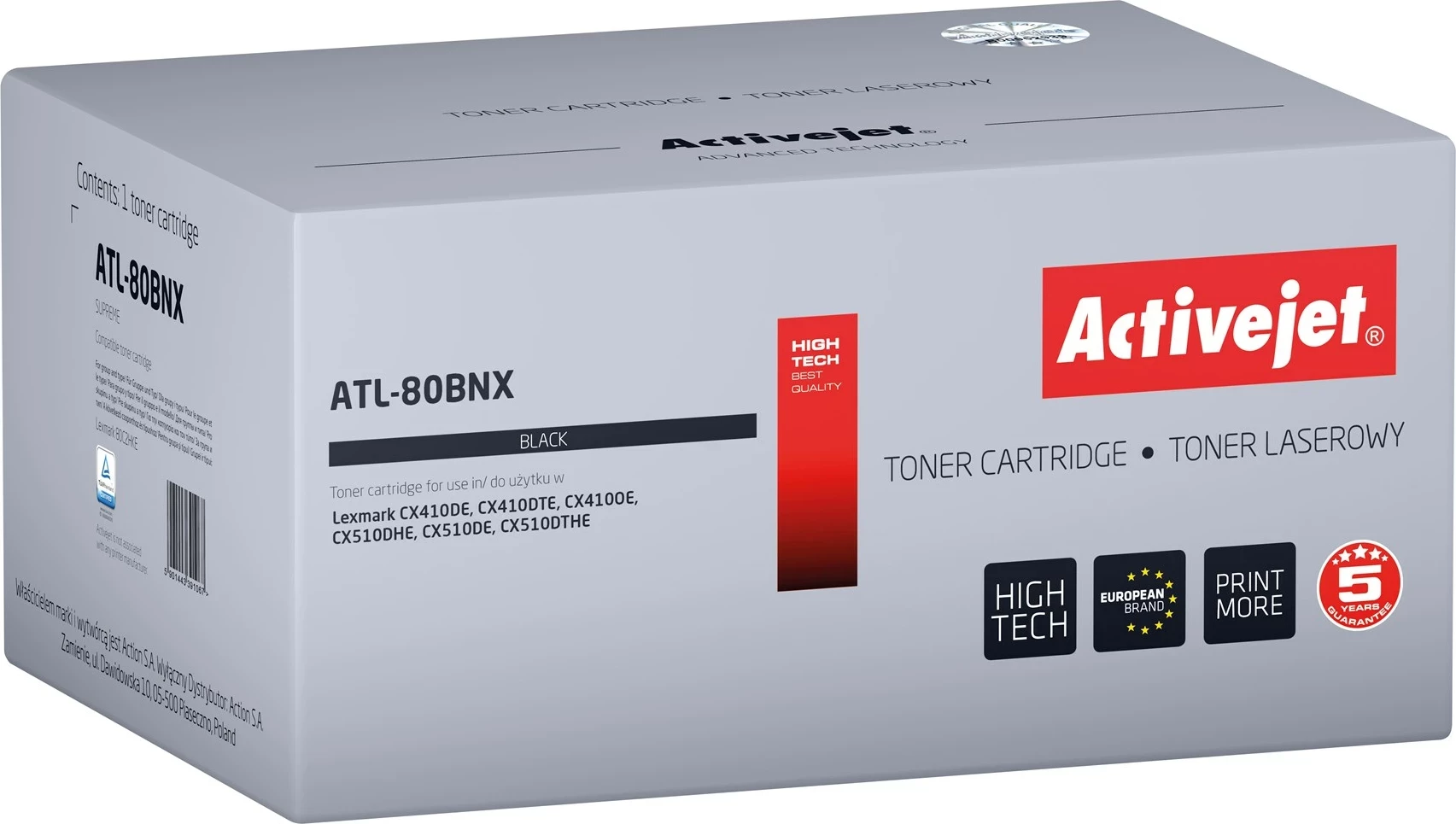 Toner Activejet ATL-80BNX për printer Lexmark, i zi