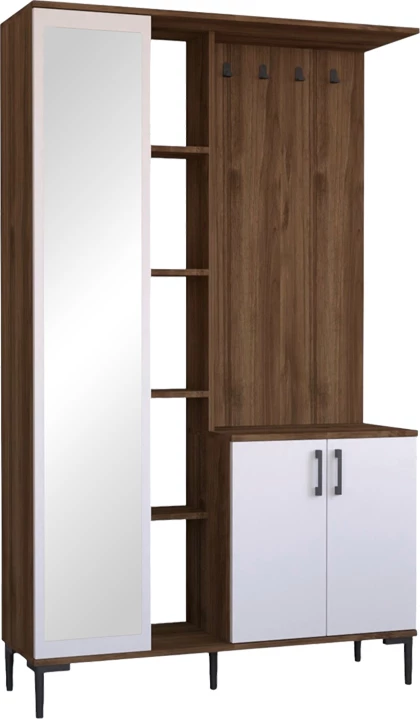 Mobilier hyrës Melena me pasqyrë e varëse, ngjyrë e bardhë-karamel, 120x37.5x199cm