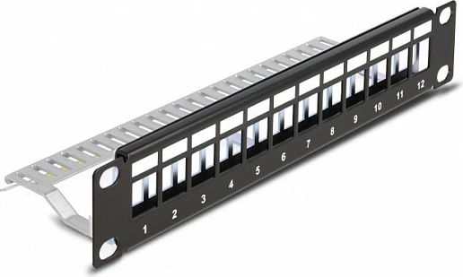 Patch panel DeLOCK 10" Keystone, 12 porta, 1U, i zi