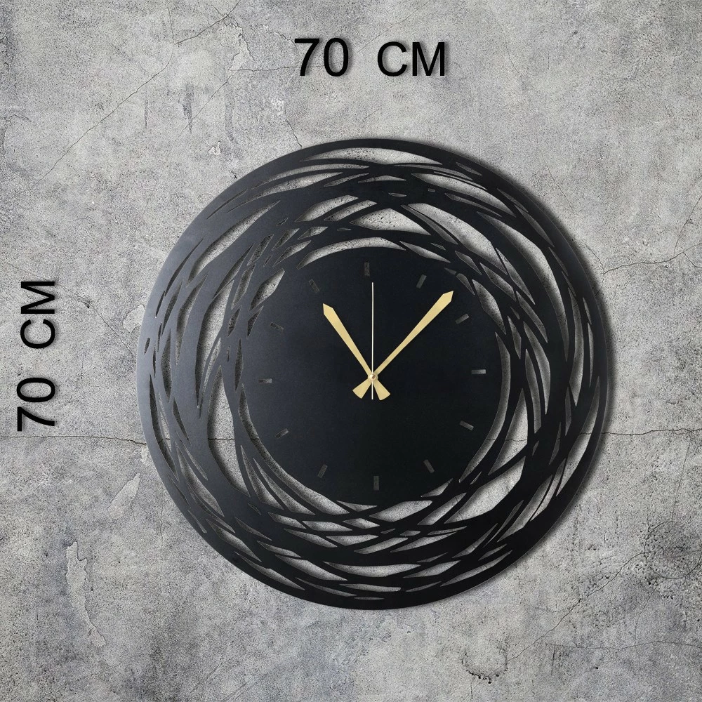 Orë muri dekorative prej metali, Wallity, WATCH-043, e zezë, 70x70cm