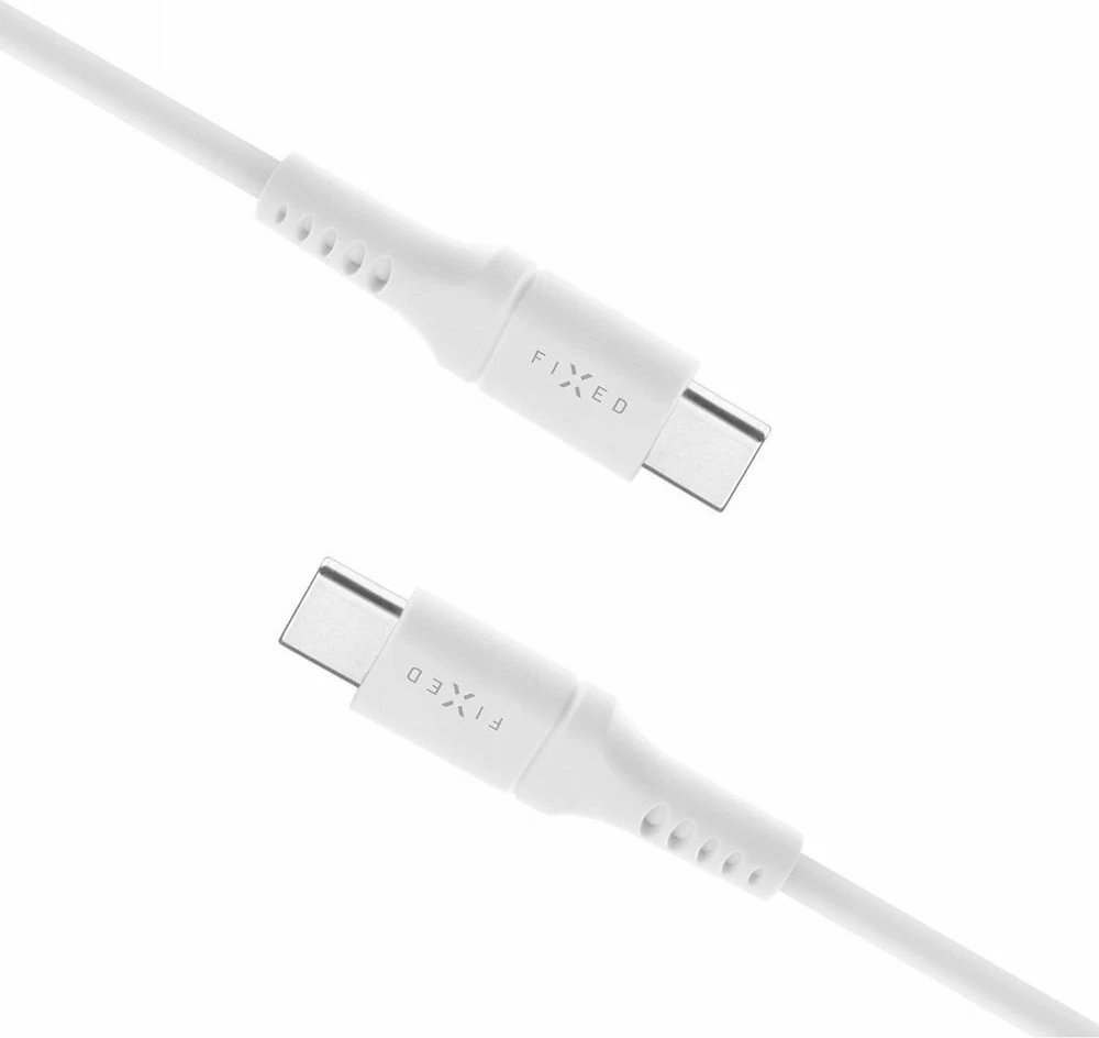 Kabllo USB-C–USB-C Fixed FIXDLS-CC2-WH 2 m PD 60W, e bardhë, me organizues ngjitës dhe rrip Velcro