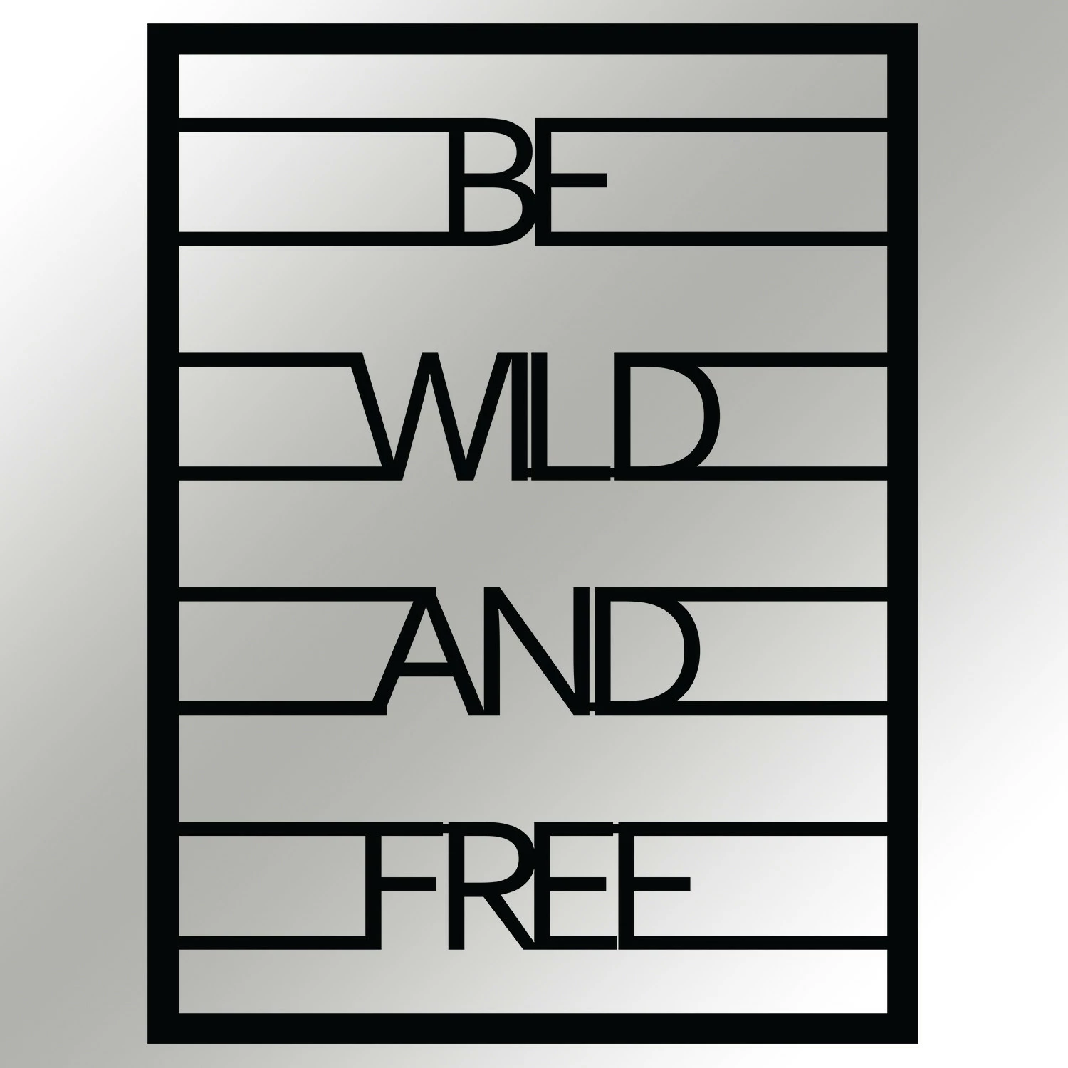 Aksesor dekorativ metalik për mur, Wallity, Be Wild And Free, ngjyrë e zezë, 40x52cm