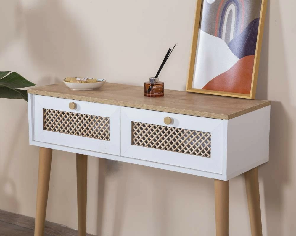 Komodë Skye Decor, ngjyrë e bardhë dhe lis, Goose