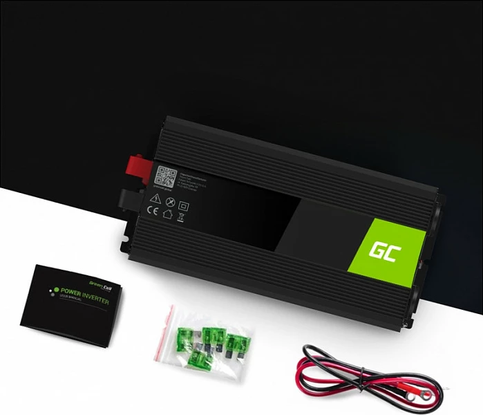 Inverter Green Cell INV15, 12V në 230V, 3000W, pure sine wave, USB, i zi