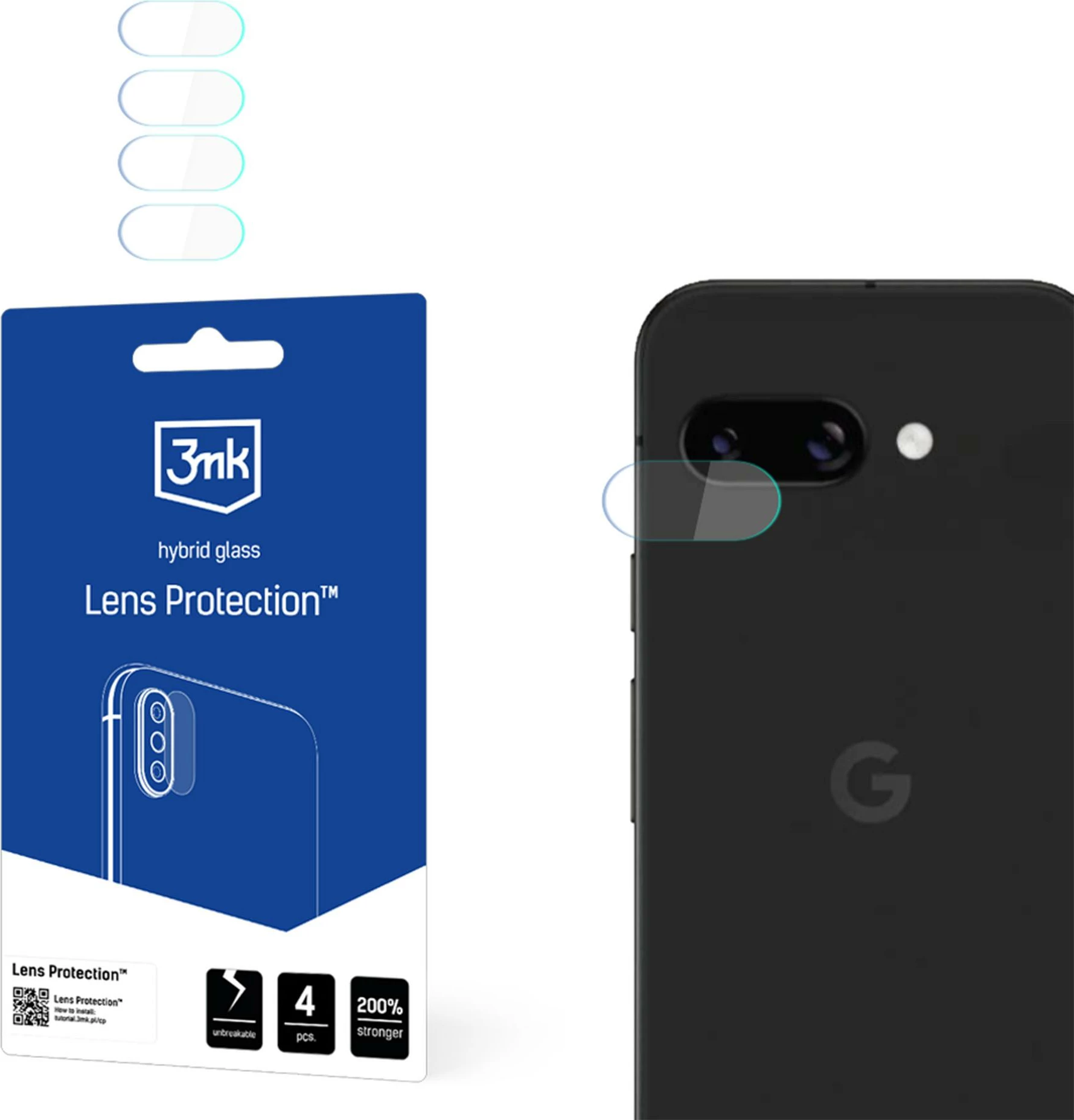 Mbrojtës xhami për kamerë 3mk Protection për Google Pixel 9A, 4 copë