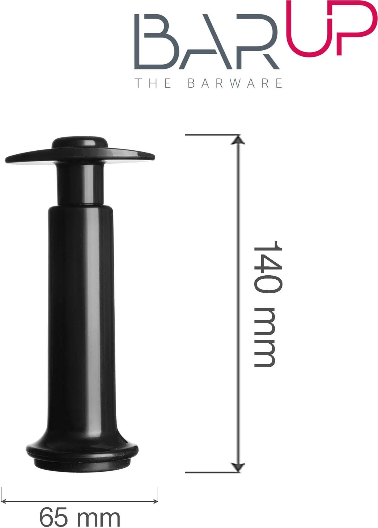 Ruajtës vakum vere, Bar Up, 140 x 65 x 50 mm, set me pompë dhe 2 tapa, e zezë