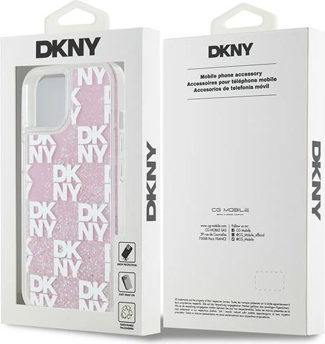 Mbështjellës DKNY Liquid Glitter Multilogo për iPhone 15/14/13, Rozë