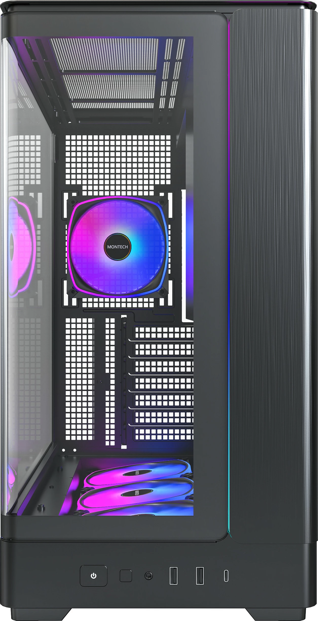 Kasë Montech KING 45 PRO, Tower, RGB, micro ATX/Mini-ITX, e zezë