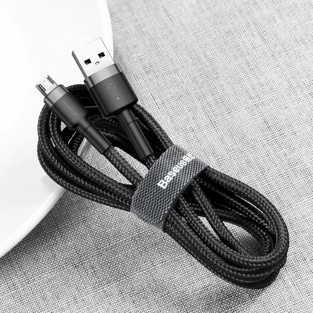 Kabllo Baseus Cafule CAMKLF-AG1, USB-A në micro USB, 0.5m, 2.4A, e zezë-gri