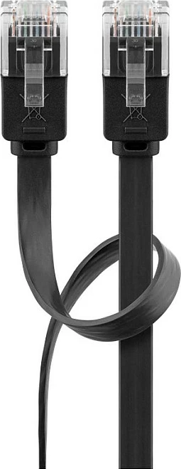 Kabllo rrjeti Goobay Patch RJ45-RJ45 CAT6, 0.5 m, Flat, e zezë