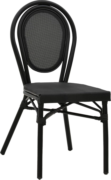 Karrige Nacia alumini e zezë-textilene e zezë 45x59x85cm