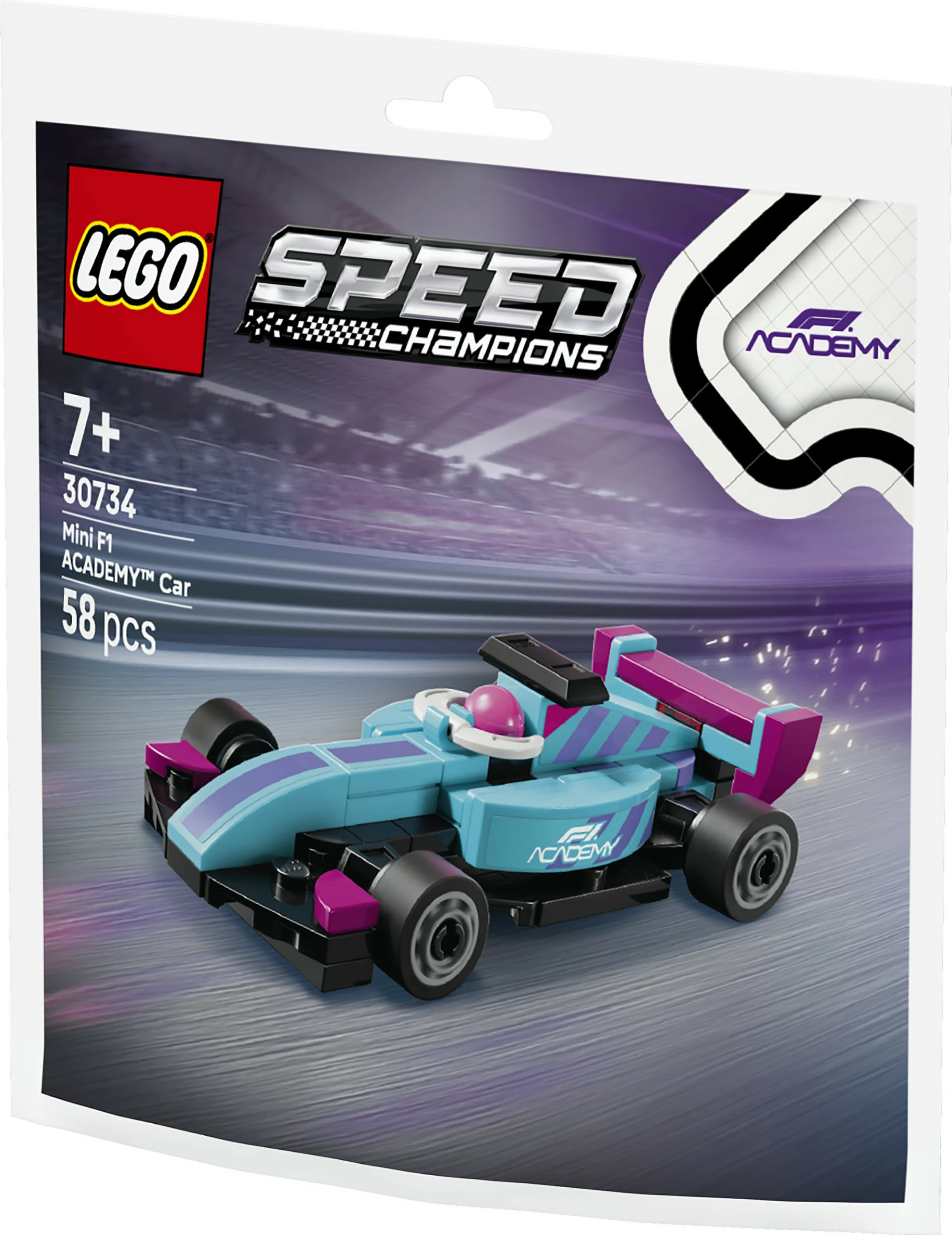 Set ndërtimi LEGO Speed Champions 30734 Mini F1 ACADEMY Car, 58 copë, shumëngjyrësh