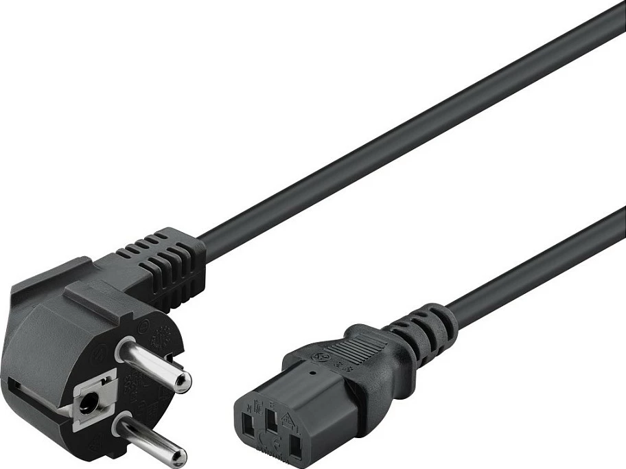 Kabllo rryme Goobay CEE7/7 në IEC C13, 1.8 m, kënd 90°, e zezë