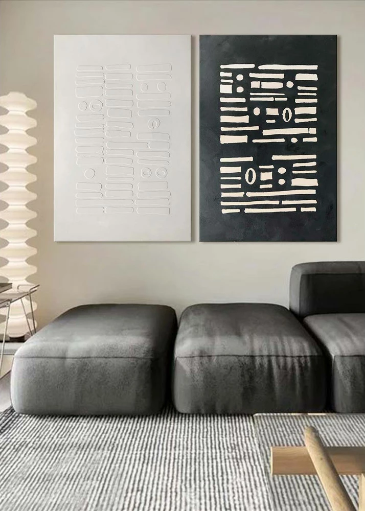 Pikturë dekorative në kanavacë, ngjyrë e bardhë, MDF, 80x120x4cm