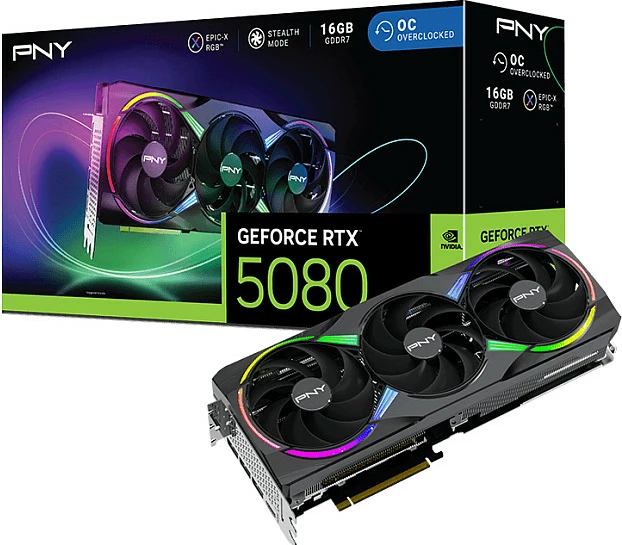 Kartelë grafike PNY GeForce RTX 5080, 16 GB, GDDR7, PCI Express x16 5.0, Multi