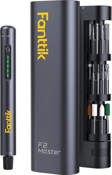 Vegël rrotulluese multifunksionale Fanttik F2 Master, motor pa furça, deri 25,000 RPM, kontroll 5-shkallësh, USB-C, LED, gri, set 35 aksesorë