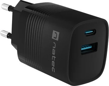 Karikuesi NATEC RIBERA GAN, 1X USB-A + 1X USB-C 30W, i zi